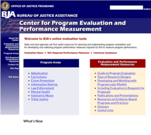 BJA Center for Program Evaluation and Performance Measurement website screenshot