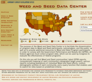 CCDO Weed and Seed Data Center website screenshot